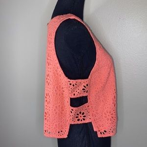 Abercrombie & Fitch Coral Eyelet Sleeveless Top with Open Sides